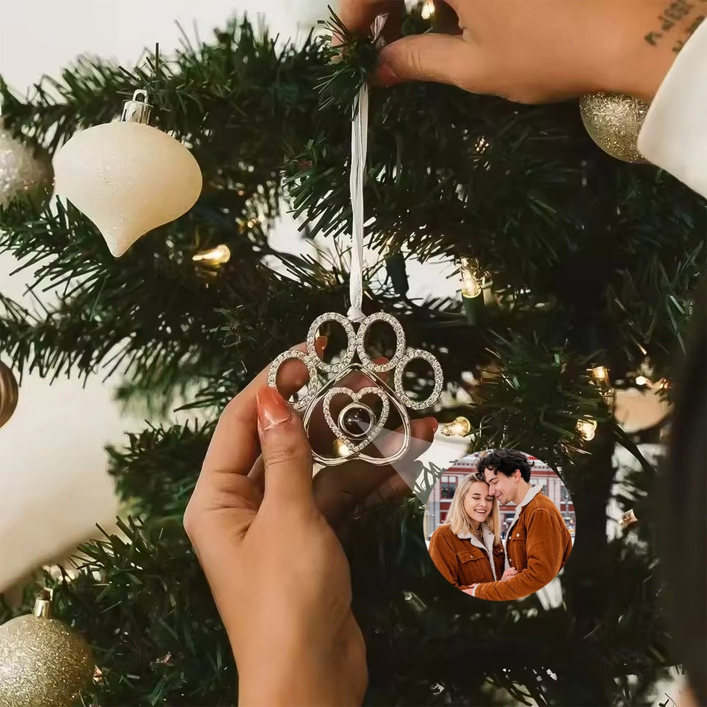 Ornement Empreinte Éternelle avec Photo Personnalisée