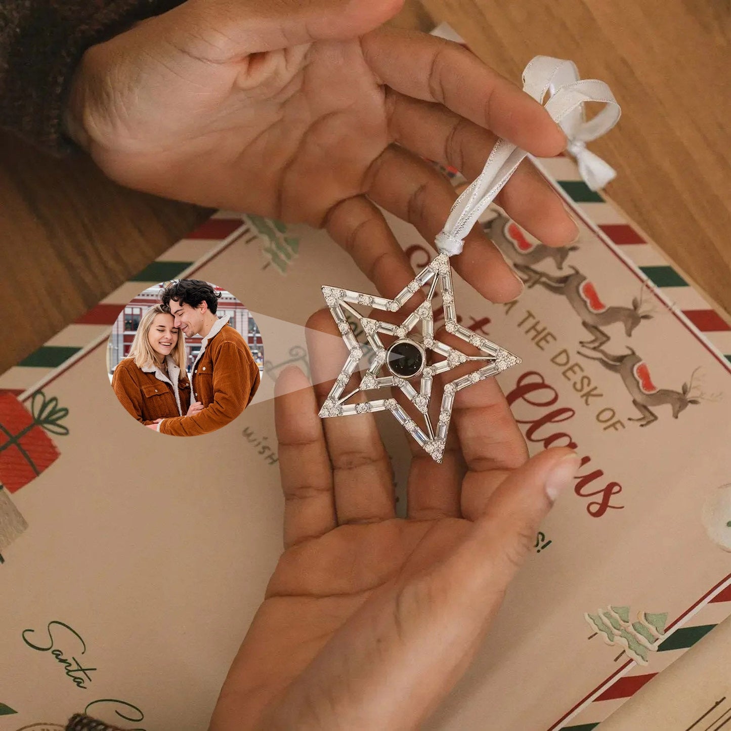 Ornement Étoile Magique avec Photo Personnalisée