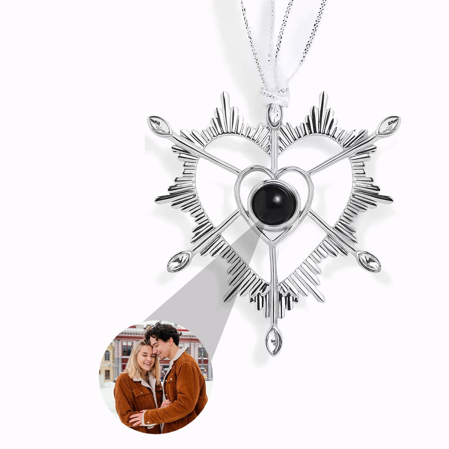 Ornement Cœur de Noël avec Photo Personnalisée