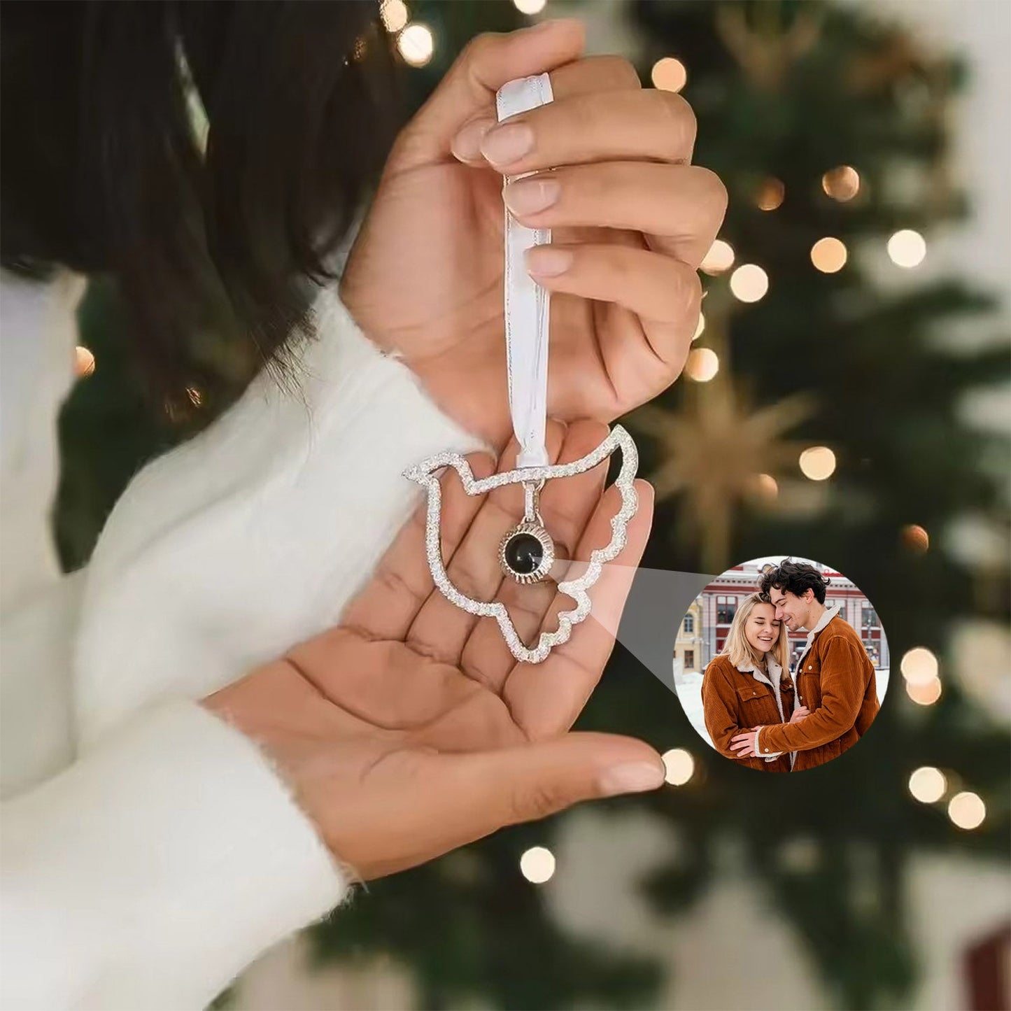 Ornement Colombe de Paix avec Photo Personnalisée