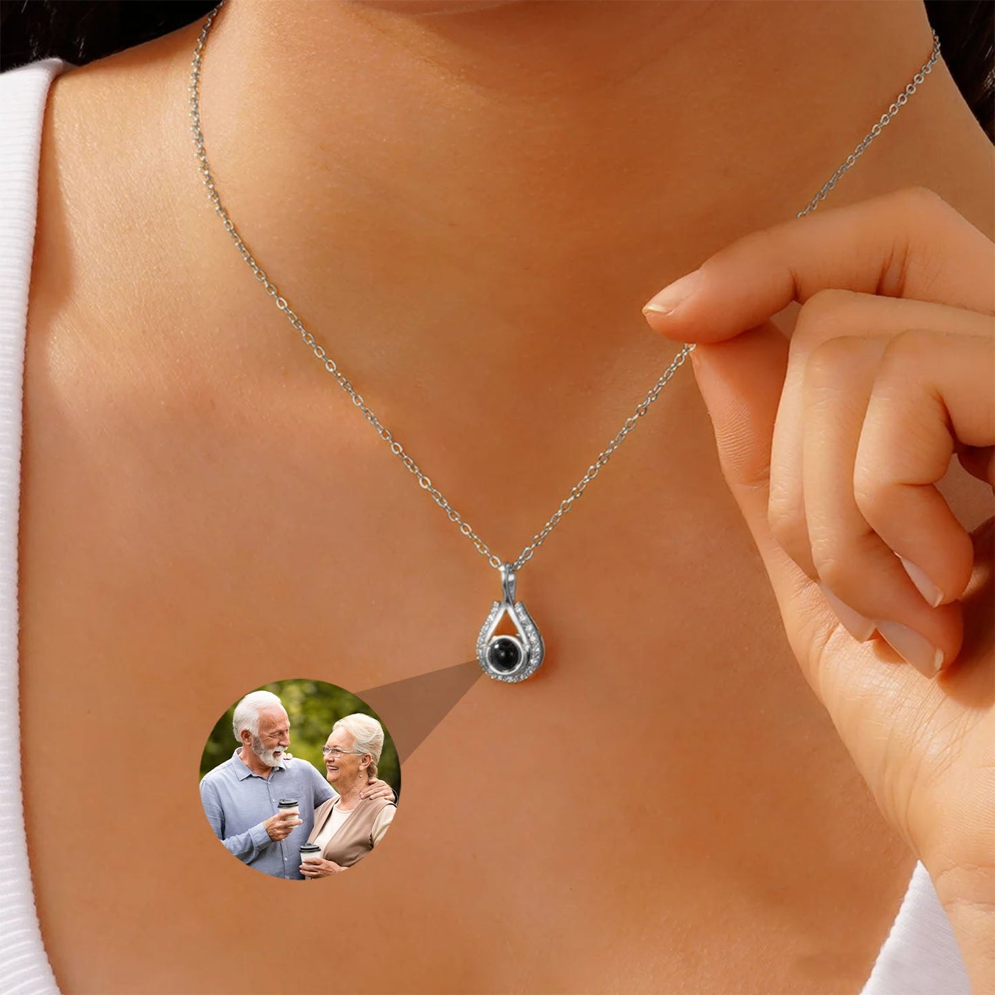 Collier Larme du Temps avec Photo Personnalisée